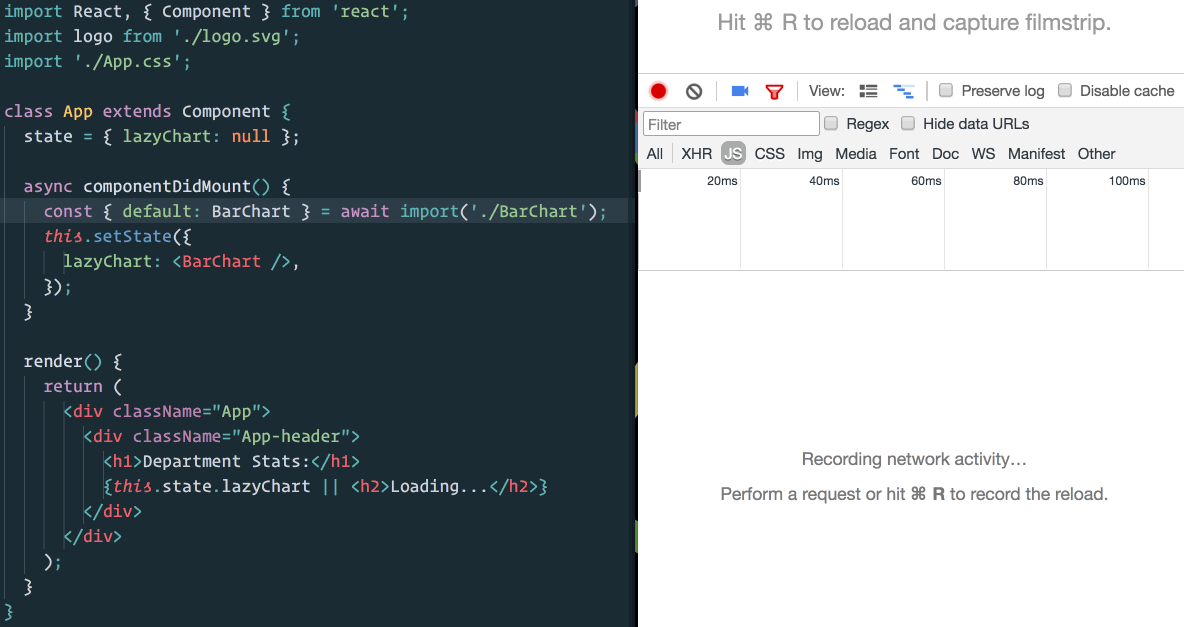 Creating chunks with dynamic import